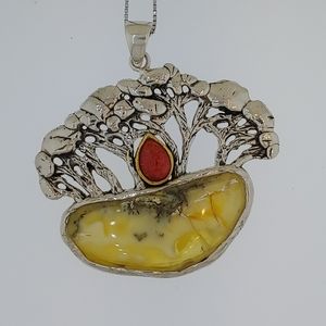 Sterling Silver One of a Kind Amber Necklace